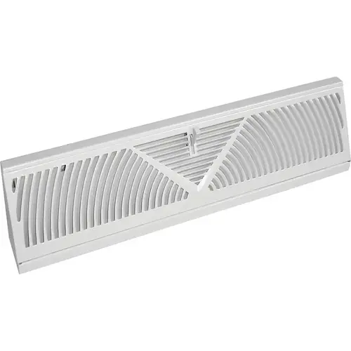 Baseboard Diffuser, 24 in L, 2-3/4 in W, 360 deg Air Deflection, Steel, White Baseboard Diffuser, 24 in L, 2-3/4 in W, 360 deg Air Deflection, Steel, White
