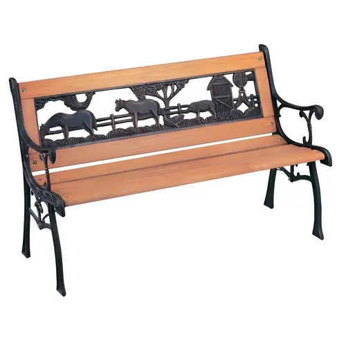 Essentials Child Bench, Hardwood Slats And Cast Iron Frame, 32-1/2" Width, 16-1/4" Depth, 19-5/8" Height, Natural Finish