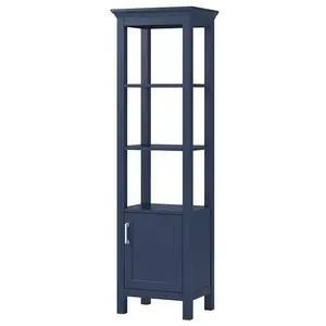 Foremost LSBL1970 Linen Cabinet, 1-Door, 2-Shelf, Natural Wood, Chrome Aegean Blue