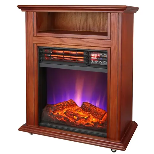 Electric Quartz Fireplace, 11 in OAW, 21-1/4 in OAD, 25 in OAH, 4600 Btu Heating, Walnut Electric Quartz Fireplace, 11 in OAW, 21-1/4 in OAD, 25 in OAH, 4600 Btu Heating, Walnut
