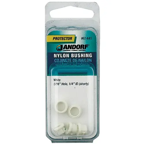 Conduit Bushing, Nylon, White, 1/4 in Dia Panel Hole, 0.237 in Thick Panel Conduit Bushing, Nylon, White, 1/4 in Dia Panel Hole, 0.237 in Thick Panel