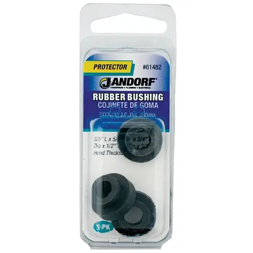 Conduit Bushing, 3/8 in Dia Cable, Rubber, Black, 3/16 in Thick Panel Conduit Bushing, 3/8 in Dia Cable, Rubber, Black, 3/16 in Thick Panel