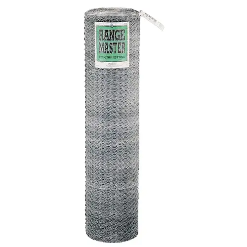 Poultry Netting, 50 ft L, 48 in W, 20 ga Gauge, 1 in Mesh, Carbon Steel, Galvanized Poultry Netting, 50 ft L, 48 in W, 20 ga Gauge, 1 in Mesh, Carbon Steel, Galvanized