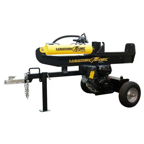Log Splitter, Gasoline Engine, 37 ton Splitting, Max length 26 in Log Yellow and Black