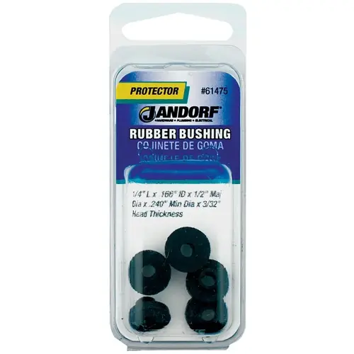 Conduit Bushing, 0.166 in Dia Cable, Rubber, Black, 3/32 in Thick Panel Conduit Bushing, 0.166 in Dia Cable, Rubber, Black, 3/32 in Thick Panel