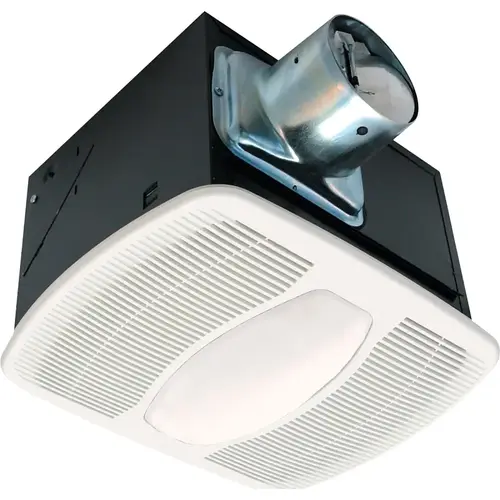 Exhaust Fan, 0.6 A, 120 V, 100 cfm Air, 2.5 Sone sones, 4 in Duct, White