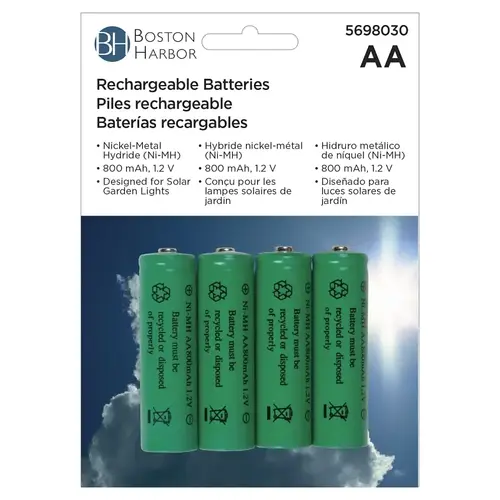 Battery, 1.2 V Battery, 800 mAh, AA Battery, Nickel-Metal Hydride Battery Series Green - pack of 4