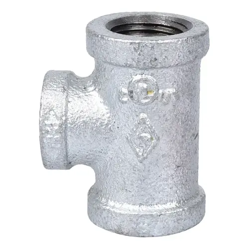 Pipe Tee, 1/2 x 1/2 x 3/8 in, FIPT, Malleable Steel, SCH 40 Schedule, 300 psi Pressure Pipe Tee, 1/2 x 1/2 x 3/8 in, FIPT, Malleable Steel, SCH 40 Schedule, 300 psi Pressure