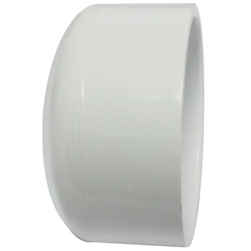 Pipe Cap, 4 in, Hub, PVC, White Pipe Cap, 4 in, Hub, PVC, White