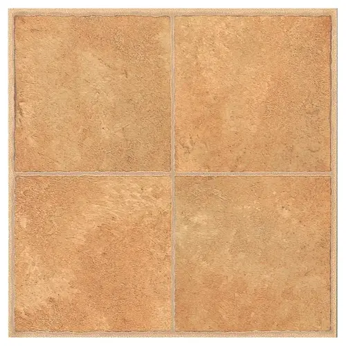 Vinyl Floor Tile, 12 in L Tile, 12 in W Tile, Square Edge, Beige Inlay - pack of 45