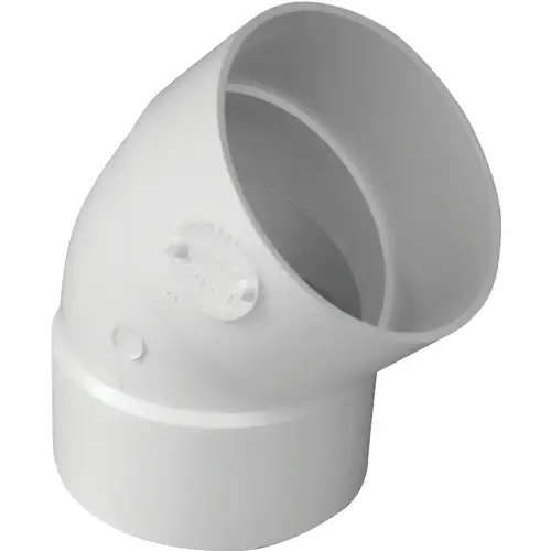4 In. SDR 35 45 Deg. PVC Sewer and Drain Elbow (1/8 Bend) White 4 In. SDR 35 45 Deg. PVC Sewer and Drain Elbow (1/8 Bend) White