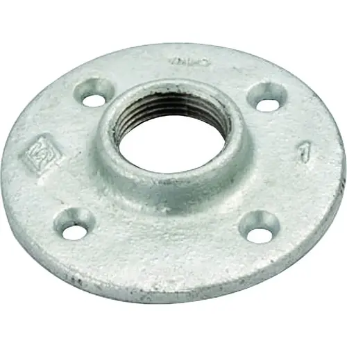 Floor Flange, 1 in, 3.8 in Dia Flange, FIP, 4-Bolt Hole, 0.28 in, 7 mm in (mm) Dia Bolt Hole Galvanized Floor Flange, 1 in, 3.8 in Dia Flange, FIP, 4-Bolt Hole, 0.28 in, 7 mm in (mm) Dia Bolt Hole Galvanized