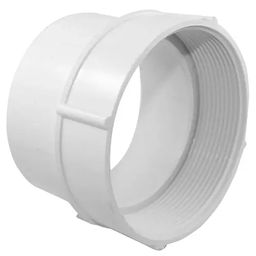 Pipe Adapter, 4 in, FNPT x Hub, PVC, White Pipe Adapter, 4 in, FNPT x Hub, PVC, White