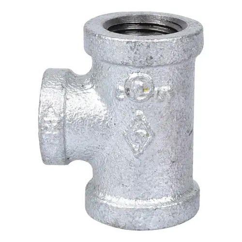 Pipe Tee, 3/4 x 3/4 x 1/2 in, FIPT, Malleable Steel, SCH 40 Schedule Pipe Tee, 3/4 x 3/4 x 1/2 in, FIPT, Malleable Steel, SCH 40 Schedule