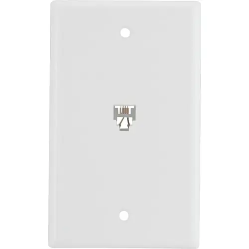 Telephone Jack with Wallplate, Thermoplastic Housing Material, White Telephone Jack with Wallplate, Thermoplastic Housing Material, White