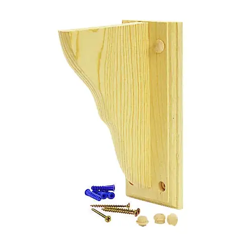 4 In. D. x 6 In. H. Natural Wood Shelf Bracket with Backplate 4 In. D. x 6 In. H. Natural Wood Shelf Bracket with Backplate