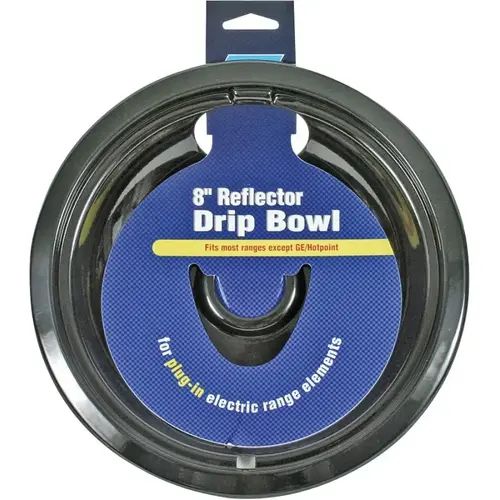 Drip Bowl, 8 in Dia, Porcelain Black