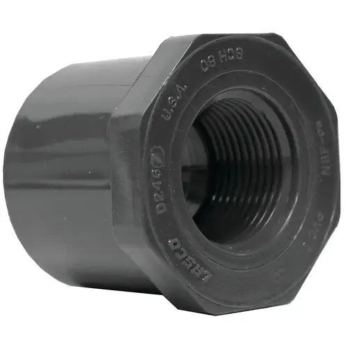 838167BC Reducing Bushing, 1-1/4 x 3/4 in, Spigot x Female, PVC, SCH 80 Schedule 838167BC Reducing Bushing, 1-1/4 x 3/4 in, Spigot x Female, PVC, SCH 80 Schedule