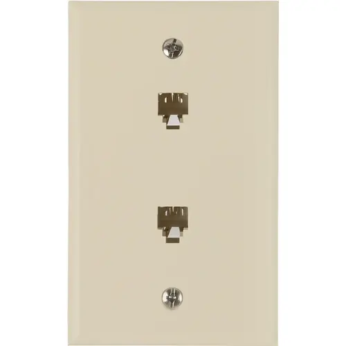Telephone Wallplate, 4-1/2 in L, 2-3/4 in W, 2 -Gang, White Telephone Wallplate, 4-1/2 in L, 2-3/4 in W, 2 -Gang, White