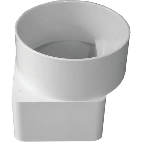 Downspout Adapter, 3 x 4 in Connection, Hub, PVC, White Downspout Adapter, 3 x 4 in Connection, Hub, PVC, White