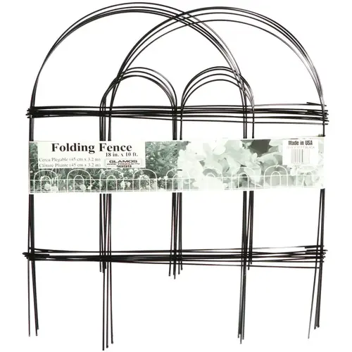 Folding Wire Fence, 8 in L, 18 in H, Steel, Black, Powder-Coated - pack of 12 Folding Wire Fence, 8 in L, 18 in H, Steel, Black, Powder-Coated - pack of 12