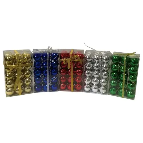 Ball Christmas Ornament, 40 mm H, PVC, Assorted - pack of 48 Ball Christmas Ornament, 40 mm H, PVC, Assorted - pack of 48