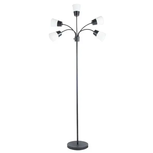LED Floor Lamp, 5 Heads, Black Finish LED Floor Lamp, 5 Heads, Black Finish