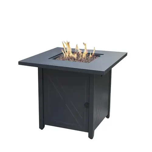 Fire Pit, 28 in OAW, 28 in OAD, 24 in OAH, Square, Propane, Pulse Ignition Black Fire Pit, 28 in OAW, 28 in OAD, 24 in OAH, Square, Propane, Pulse Ignition Black