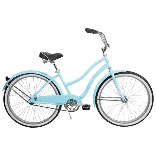Cruiser Bicycle, Womens, Steel Frame, Rear Coast Brake, 26 in Dia Wheel, Sky Blue