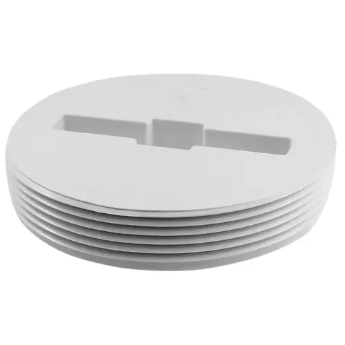 Toe Saver Floor Plug, 4 in, MNPT, PVC, White Toe Saver Floor Plug, 4 in, MNPT, PVC, White