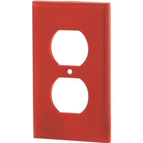 Receptacle Wallplate, 4-1/2 in L, 2-3/4 in W, 1 -Gang, Nylon, Red, High-Gloss - pack of 15 Receptacle Wallplate, 4-1/2 in L, 2-3/4 in W, 1 -Gang, Nylon, Red, High-Gloss - pack of 15