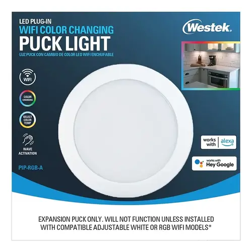 WiFi Motion and RF Remote Controlled Puck Light, 120 V, 3.5 W, 3-Lamp, LED Lamp, 300 Lumens WiFi Motion and RF Remote Controlled Puck Light, 120 V, 3.5 W, 3-Lamp, LED Lamp, 300 Lumens