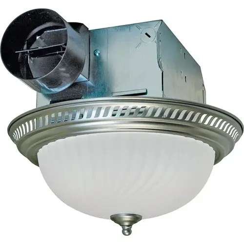 Exhaust Fan, 1.6 A, 120 V, 70 cfm Air, 4 Sones, Fluorescent Lamp, 4 in Duct Nickel
