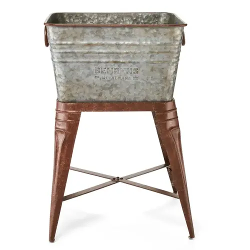 Planter Tub, 15-1/2 in W, 15-1/2 in D, Square, Steel, Aged Planter Tub, 15-1/2 in W, 15-1/2 in D, Square, Steel, Aged