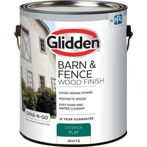 GRAB-N-GO GLBFEX10WH-1 Barn and Fence Wood Finish, Flat, White, Liquid, 1 gal - pack of 4 GRAB-N-GO GLBFEX10WH-1 Barn and Fence Wood Finish, Flat, White, Liquid, 1 gal - pack of 4