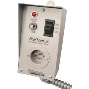 Reliance Controls TF151W Generator Transfer Switch, 1 -Phase, 15 A, 125 V, 1 -Circuit, 1 -Breaker
