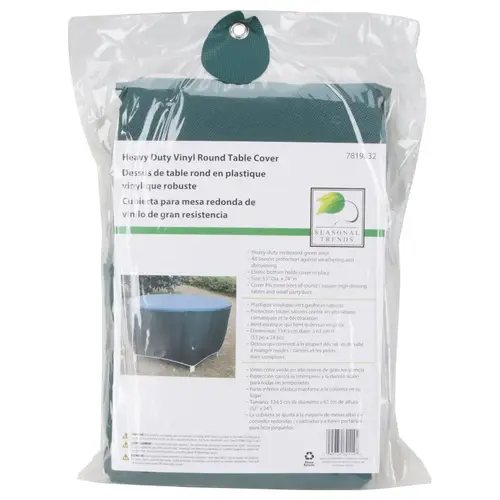 Table Cover, 53 in L, 53 in W, 24 in H, Vinyl, Green