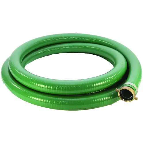 Water Suction Hose, 2 in ID, 20 ft L, Camlock Female x MNPT, PVC Green