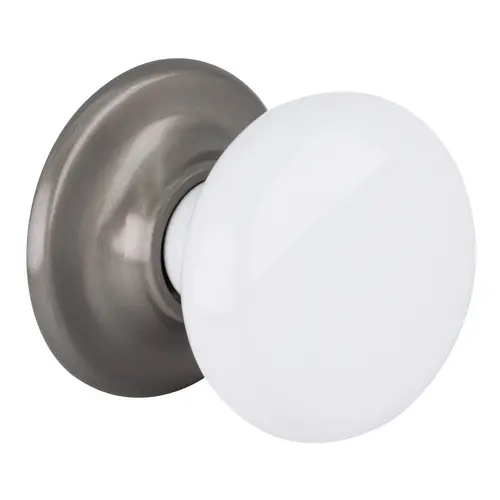 White/Satin Nickel Traditional Metal Cabinet Knob 1 9/16" Diameter - pack of 20