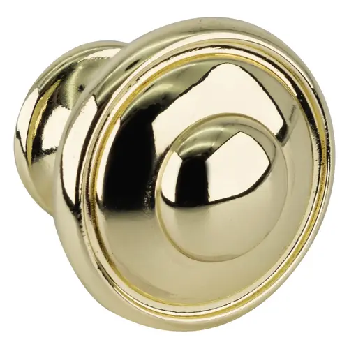Transitional Kitchen Cabinet Knob 1-3/16" Diameter  Polished Brass