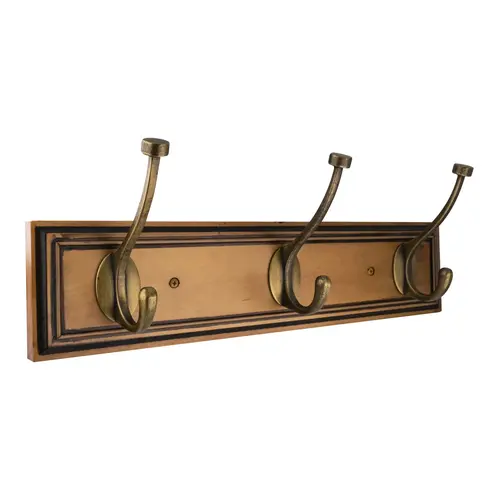Beveled Squared 18" Hook Rack Honey Pine / Gilded Bronze - pack of 2
