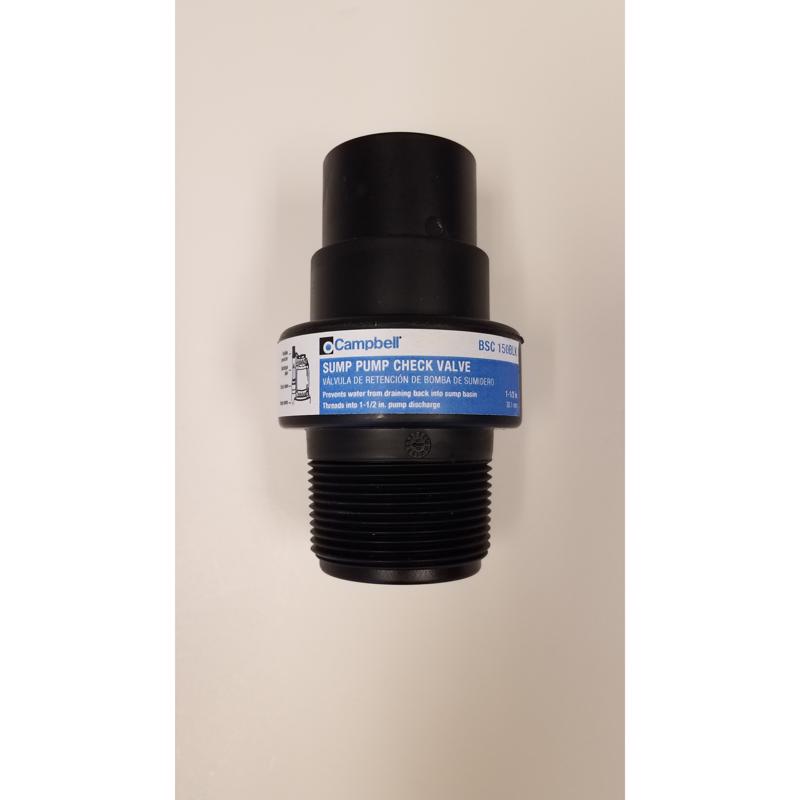 Campbell's BSC 150BLK Check Valve 1-1/2" D X 1-1/2" D Plastic Swing
