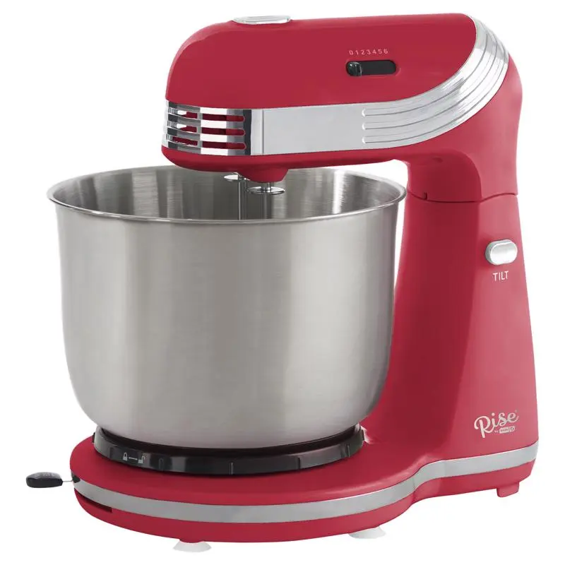 Rise by Dash Mixer Red 3 qt. cap. 6 speed Stand Red RCSM200GBRR02 Rise by Dash Mixer Red 3 qt. cap. 6 speed Stand Red RCSM200GBRR02