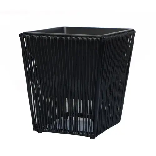 Planter 15.75" H X 14.17" W X 14.17" D Metal/Plastic Poly Rattan Black Black - pack of 3 Planter 15.75" H X 14.17" W X 14.17" D Metal/Plastic Poly Rattan Black Black - pack of 3