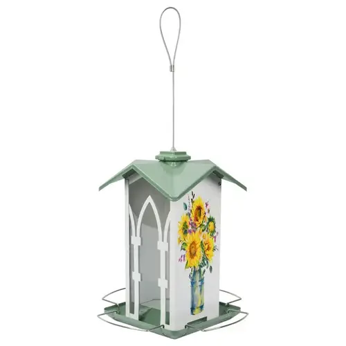 Bird Feeder Wild Bird 1.56 qt. cap. Metal Country Cottage Gazebo 4 ports White Bird Feeder Wild Bird 1.56 qt. cap. Metal Country Cottage Gazebo 4 ports White