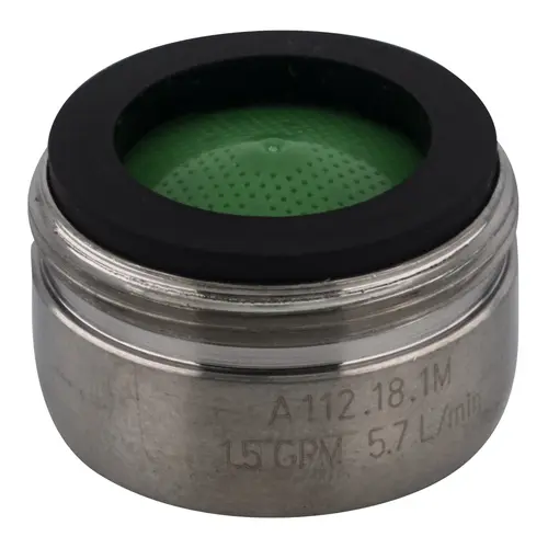 Perlator 1.5 GPM 15/16 in. - 27 Regular Male Faucet Aerator, Brushed Nickel green/brushed nickel