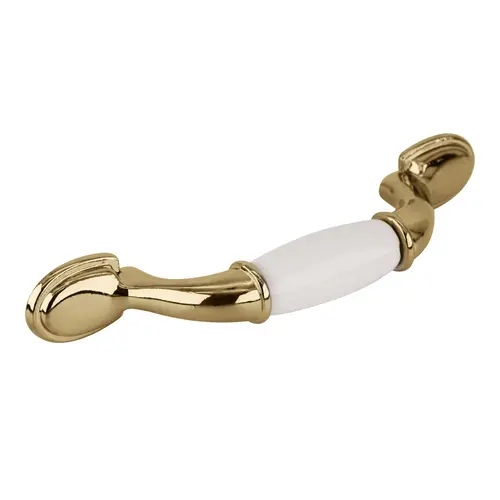 Barrel Ceramic Cabinet Pull Handle For Kitchen And Cabinets Hardware 1 1/4" Projection White / Polished Brass - pack of 20 Barrel Ceramic Cabinet Pull Handle For Kitchen And Cabinets Hardware 1 1/4" Projection White / Polished Brass - pack of 20