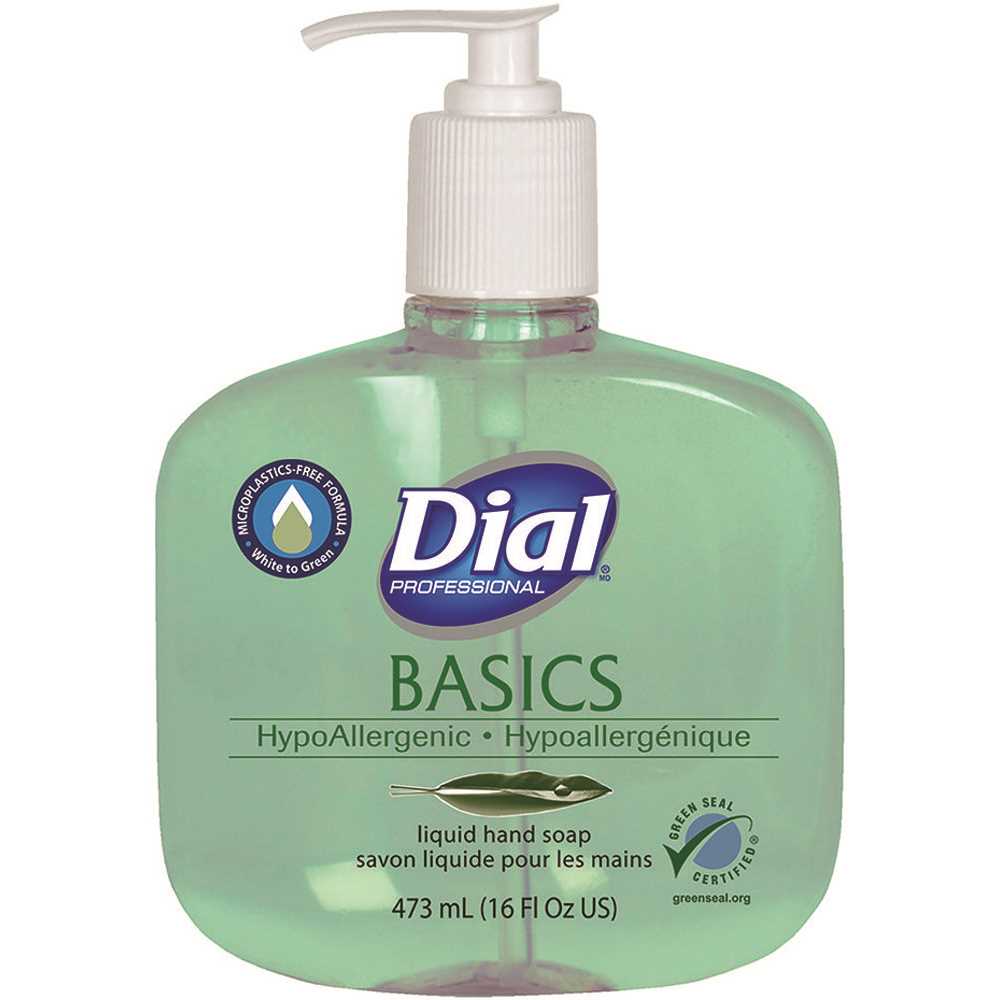 DIAL 017000338132 12 oz./16 oz. Bottle Professional Basics Liquid Hand Soap Pump Greem - pack of 12