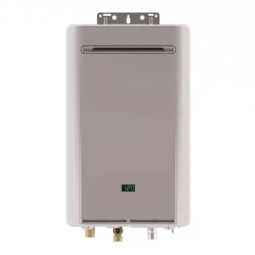 Efficiency Series RE 8.5 GPM Residential 180,000 BTU Natural Gas Tankless Water Heater 15-Year Warranty Silver Metallic