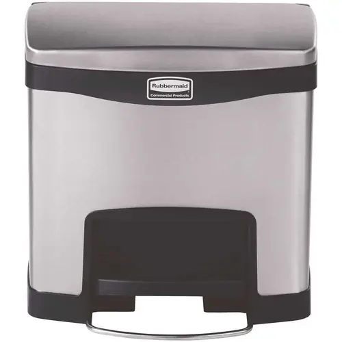 Slim Jim Step-On 4 Gal. Black Stainless Steel Front Step Trash Can Silver Slim Jim Step-On 4 Gal. Black Stainless Steel Front Step Trash Can Silver